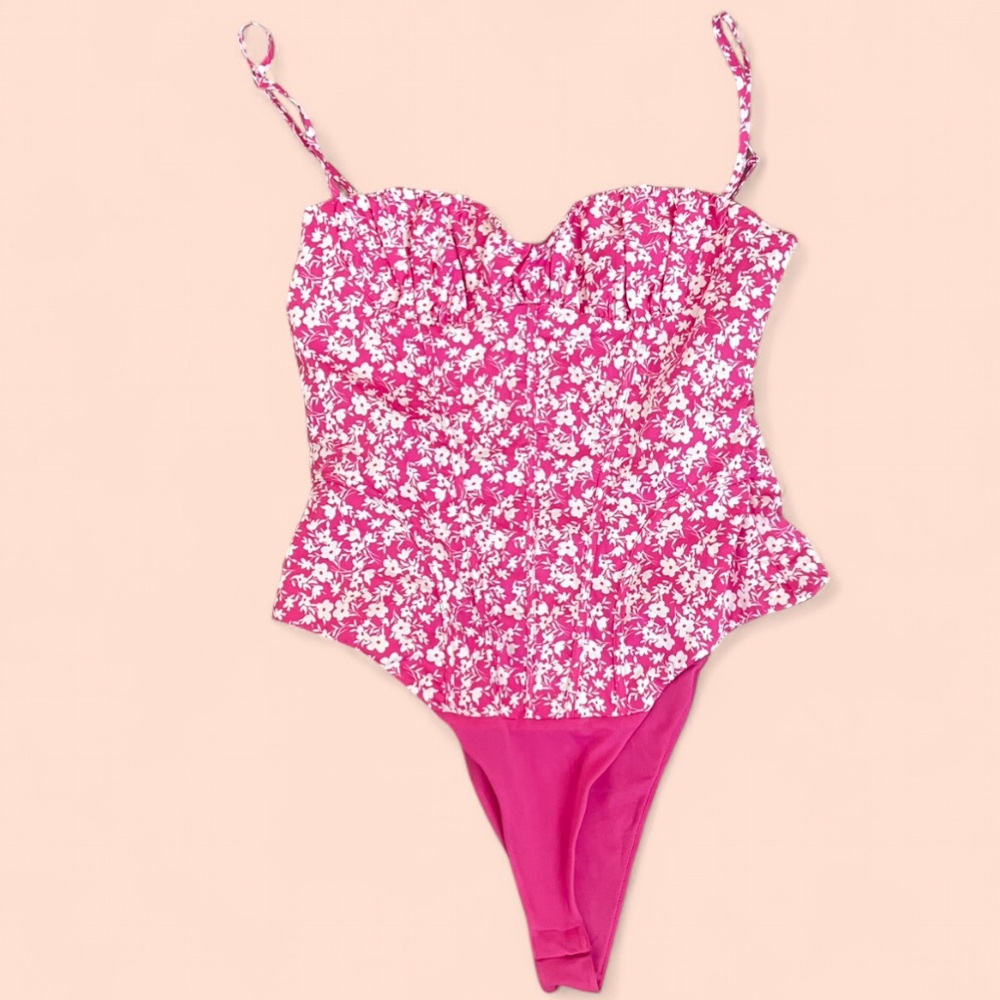 Zara Floral Corset Bodysuit Size Large